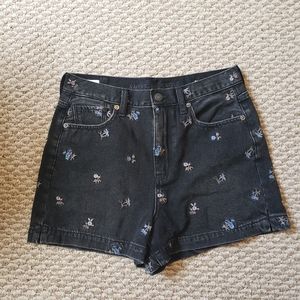 Black Floral American Eagle Mom Shorts